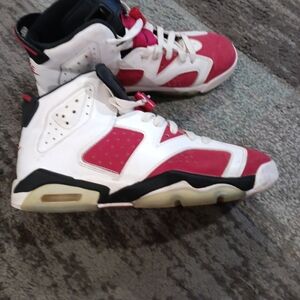 Jordan Red and White Sneakers with Iconic Air Unit